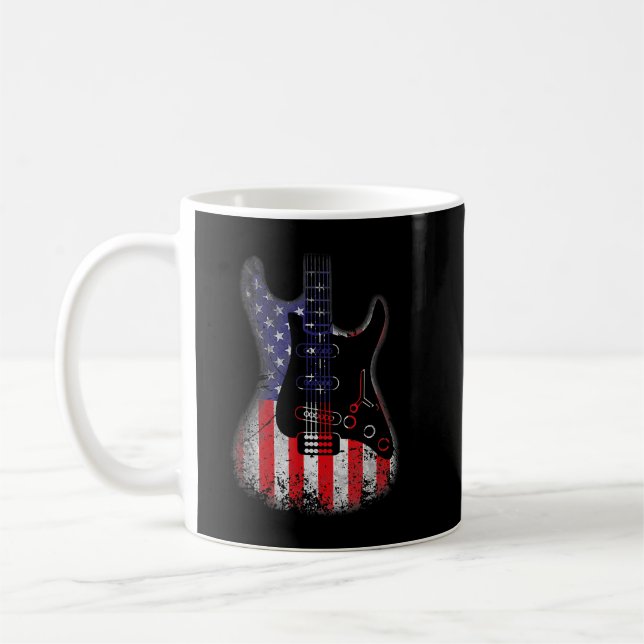 Mug Drapeau américain de la guitare rétro dévêtu 4 jui (Gauche)
