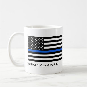 Mug Drapeau américain de ligne bleue mince personnalis