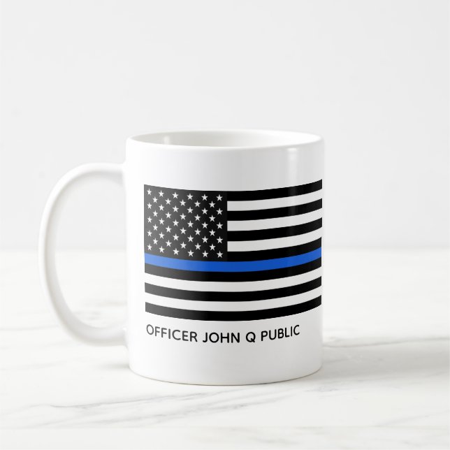 Mug Drapeau américain de ligne bleue mince personnalis (Gauche)