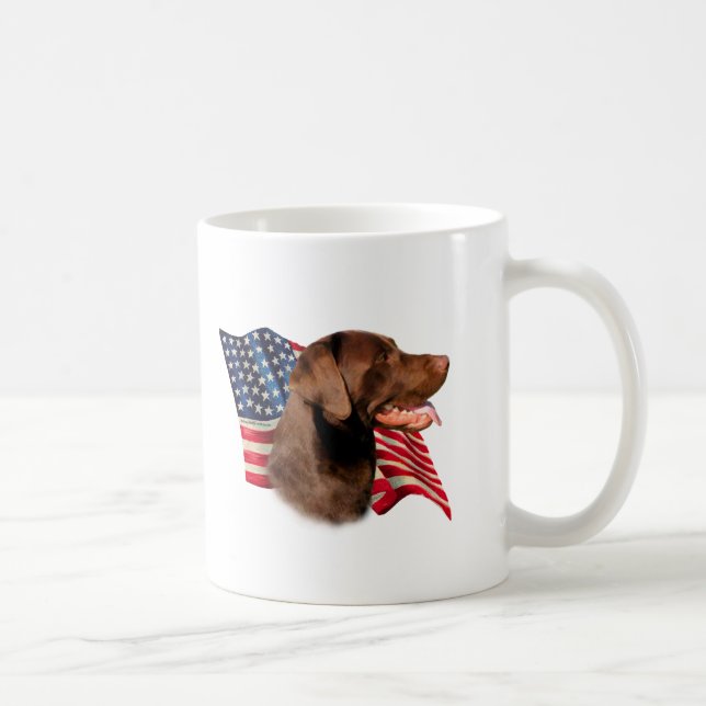 Mug Drapeau américain de récupération de chocolat Labr (Droite)
