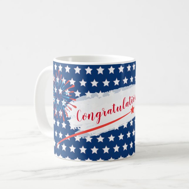Mug Drapeau américain des Etats-Unis de félicitations (Devant gauche)
