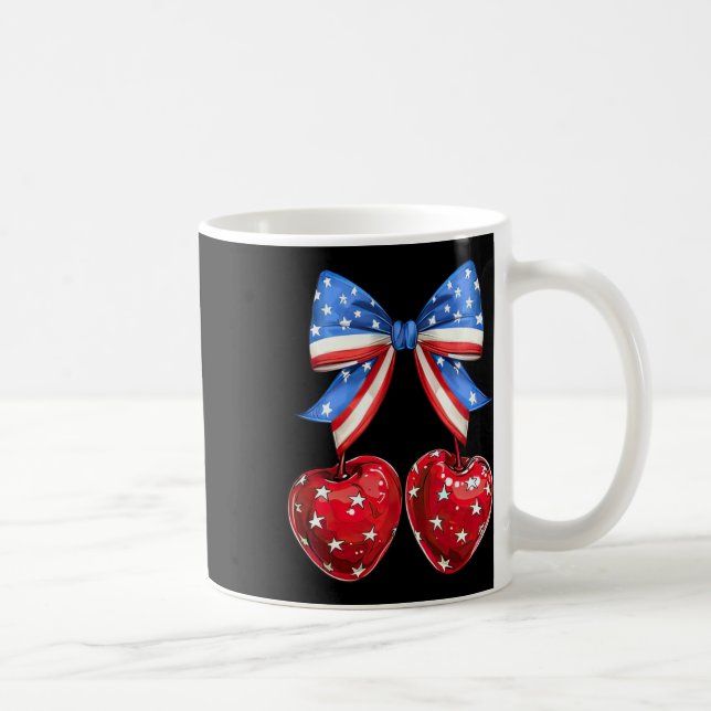 Mug Drapeau Américain Drôle Cherry Coquette Bow 4 Juil (Droite)