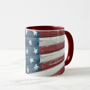 Mug Drapeau américain en bois