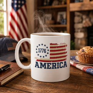 Mug Drapeau Américain en détresse de 1776 Vintage