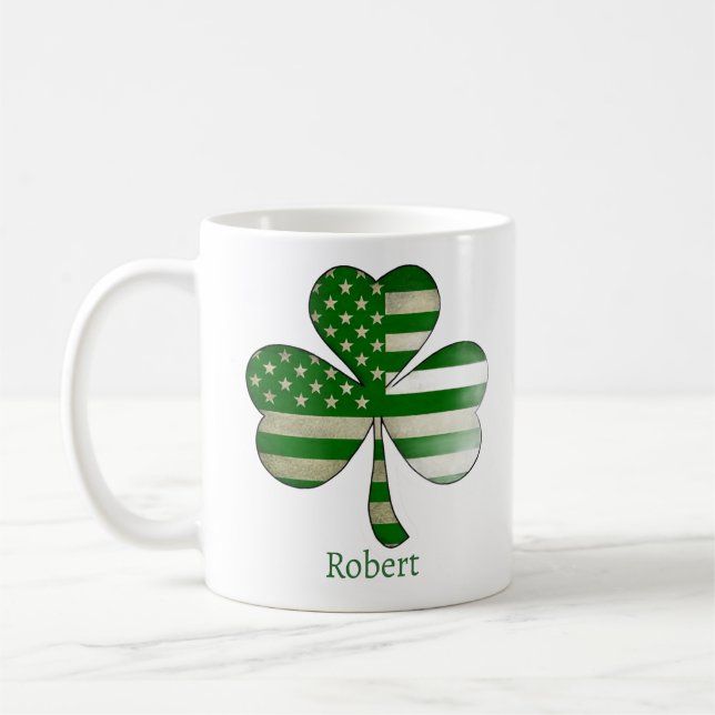 Mug Drapeau américain en détresse Shamrock irlandais (Gauche)