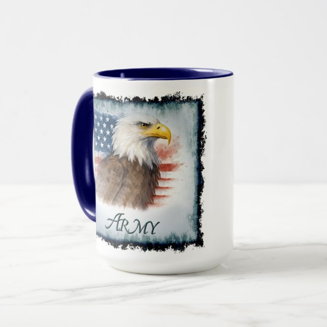 Mug Drapeau américain et aigle de l'armée (Devant gauche)