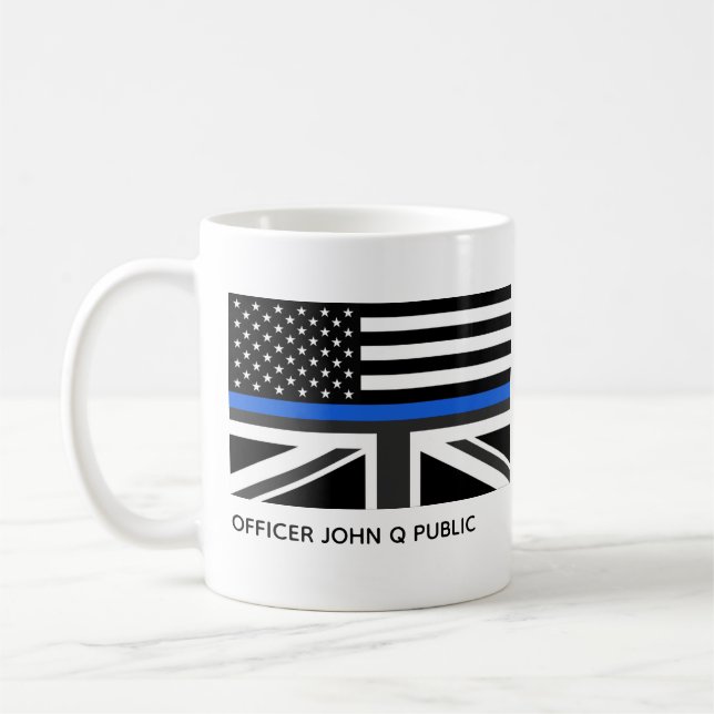 Mug Drapeau américain et britannique Thin Blue Line pe (Gauche)