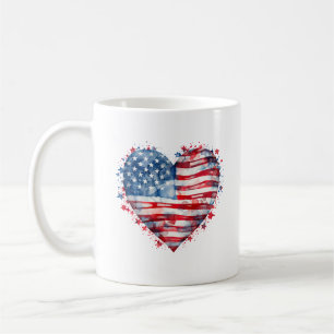 Mug Drapeau américain étoiles bandes cœur patriotique