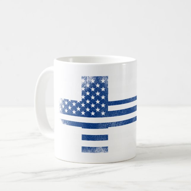 Mug Drapeau américain finlandais   Finlande et (Devant gauche)