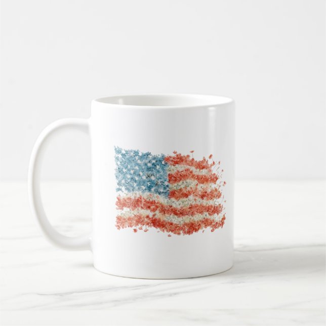 Mug Drapeau américain floral drapeau USA (Gauche)