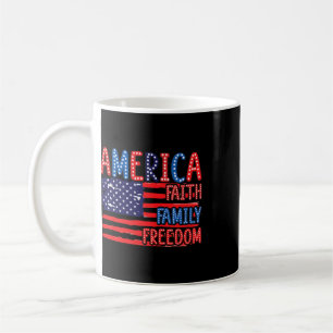 Mug Drapeau Américain Foi Famille Liberté 4 Juillet In