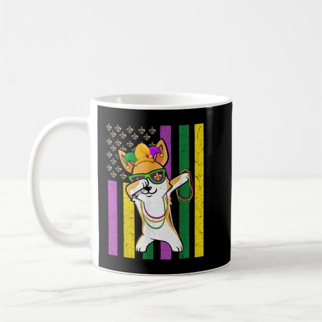 Mug Drapeau américain Mardi Gras Corgi Chien Festival  (Gauche)