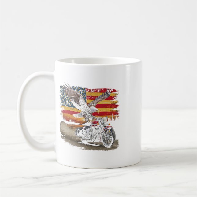 Mug Drapeau Américain Moto Usa Flag Biker Rétro  (Gauche)