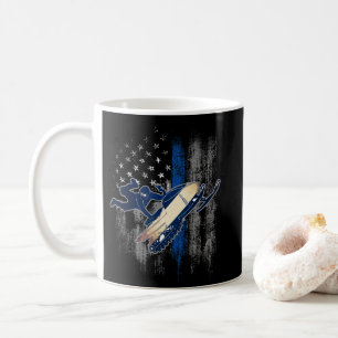 Mug Drapeau américain Motoneige Ligne bleue