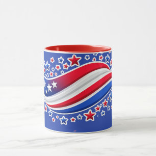 Mug Drapeau américain ondulé patriotique avec étoiles