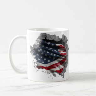 Mug Drapeau américain Patriotic USA Effet mur brisé