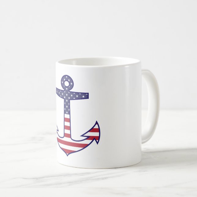 Mug Drapeau américain patriotique Ancre nautique (Devant droit)