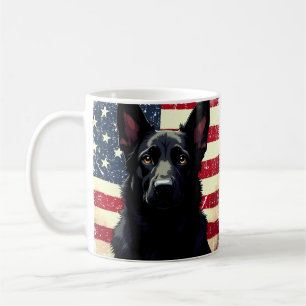 Mug Drapeau américain Patriotique Black German Shepher