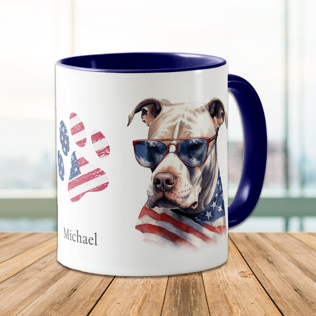 Mug Drapeau américain patriotique Pitbull Chien (Créateur téléchargé)