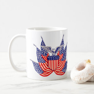 Mug Drapeau américain patriotique vintage, Quatre juil