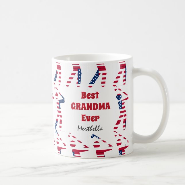 Mug Drapeau américain personnalisé du meilleur GRANDMA (Droite)
