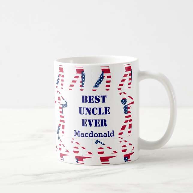 Mug Drapeau américain personnalisé du meilleur oncle j (Droite)