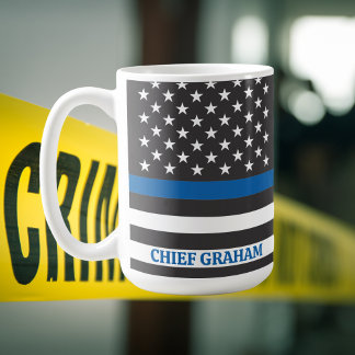 Mug Drapeau américain personnalisé Ligne Bleue Mince