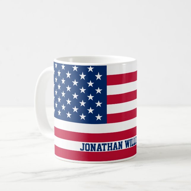 Mug Drapeau américain personnalisé Stars et bandes (Devant gauche)