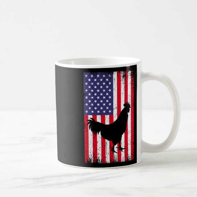 Mug Drapeau Américain Poulet Coq Ferme Animal Ranch  (Droite)