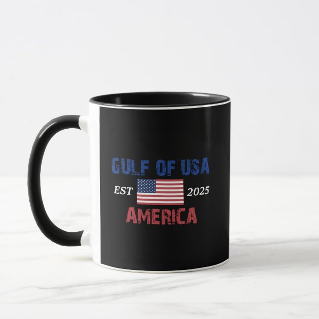 Mug Drapeau Américain Retro Golfe Des USA Est 2025 G (Gauche)