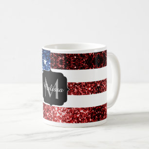 Mug Drapeau américain rouge et bleu étincelles parties