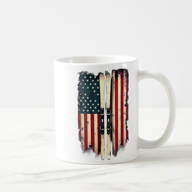 Mug Drapeau américain Ski alpin _3 (Droite)
