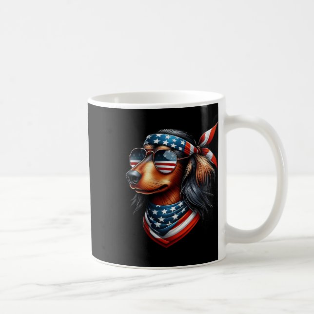 Mug Drapeau américain Sungles 4 juillet Dachshund (Droite)