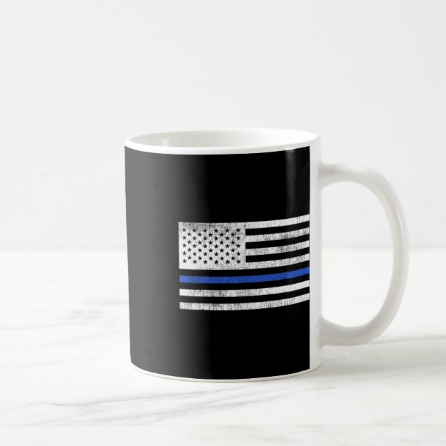 Mug Drapeau américain Thin Blue Line Défendre la polic (Droite)