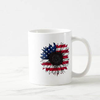 Mug Drapeau américain Tournesol 4 juillet Indépendance