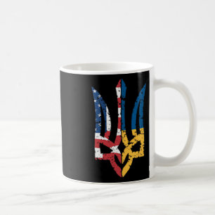 Mug Drapeau américain Ukraine vintage soutien trident