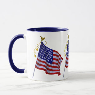 Mug Drapeau américain vintage en rouge, blanc et bleu 