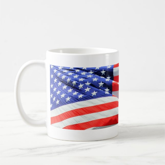 Mug Drapeau américain, vous pouvez ajouter des photos (Gauche)