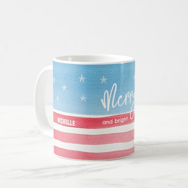Mug Drapeau aquarelle moderne patriotique (Devant gauche)