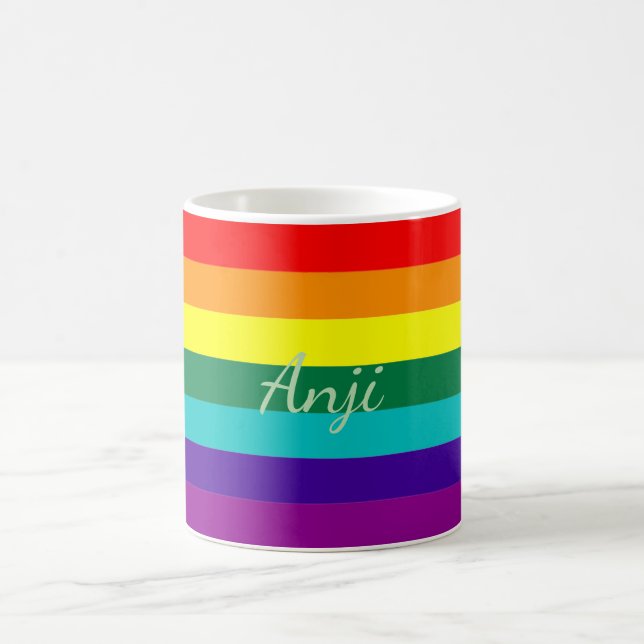 Mug Drapeau arc-en-ciel personnalisé pour le mois de l (Centre)