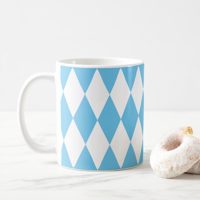 Mug Drapeau bleu et blanc Bavière Rhombus Motif (Avec donut)
