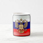 Mug Drapeau brillant russe<br><div class="desc">Double manteau d'aigle des bras russe sur le drapeau brillant</div>