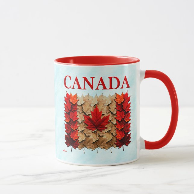 Mug Drapeau canadien de la feuille d'érable d'automne (Droite)