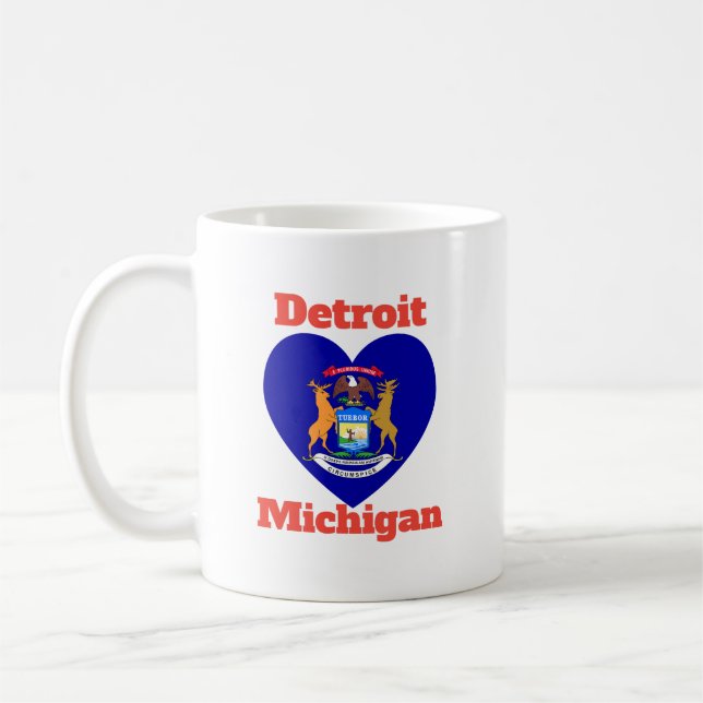 Mug Drapeau cardiaque Detroit Michigan (Gauche)