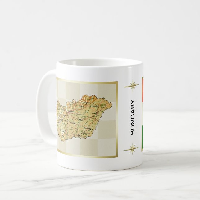 Mug Drapeau + Carte de la Hongrie (Devant gauche)