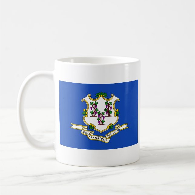 Mug Drapeau Connecticut + Mappage (Gauche)