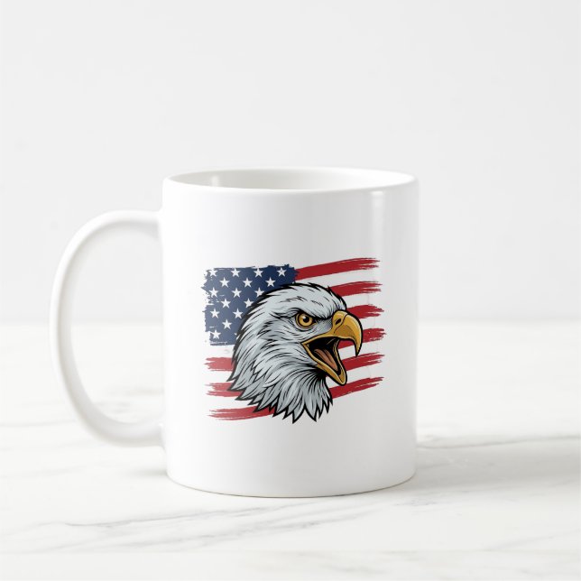 Mug Drapeau d'aigle patriotique dessin vectoriel vinta (Gauche)