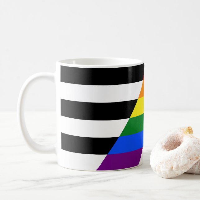 Mug Drapeau d'allié straight de SlipperyJoe, arc-en-ci (Avec donut)