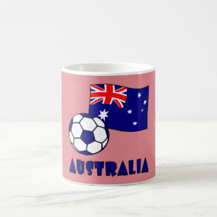 Mug Drapeau de balle de soccer australien bleu sur fon