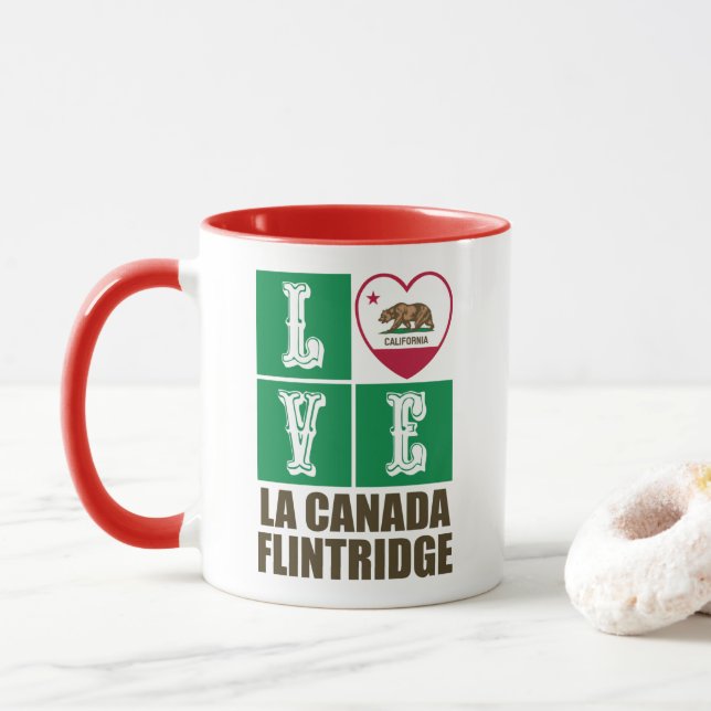 Mug Drapeau de Californie Coeur La Canada Flintridge (Avec donut)